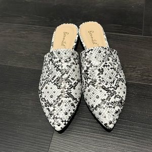 Snake print mules